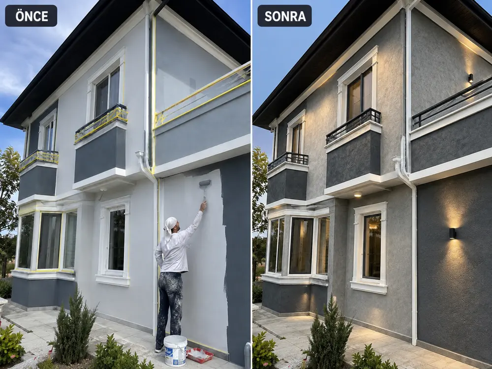 Hizmet bölgelerimizde dış cephe boyama öncesi ve sonrası