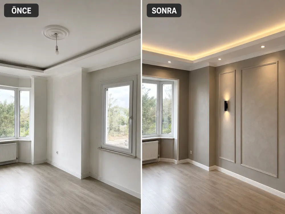 Hizmet bölgelerimizde iç mekan boyama öncesi ve sonrası